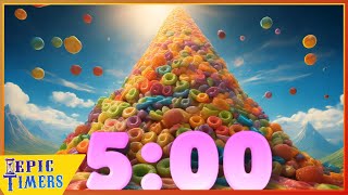 5 Minute Timer On Top Of A Fruity Cereal Mountain