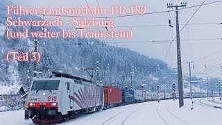4k Führerstandsmitfahrt Tauernbahn im Winter. Teil III Schwarzach  Salzburg ( Traunstein)