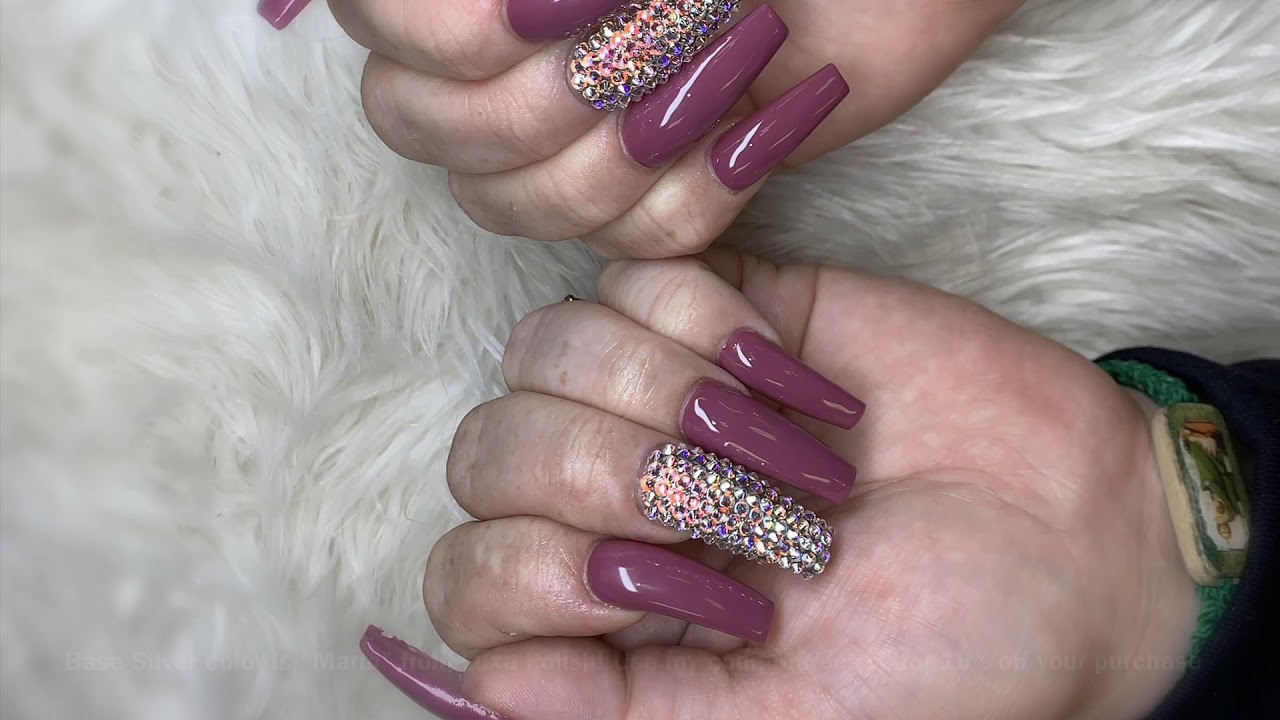 2. Burgundy and Swarovski Nail Art Tutorial - wide 1