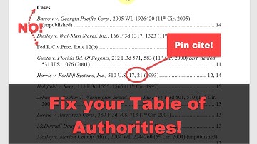 Correct your Table of Authorities in Microsoft Word