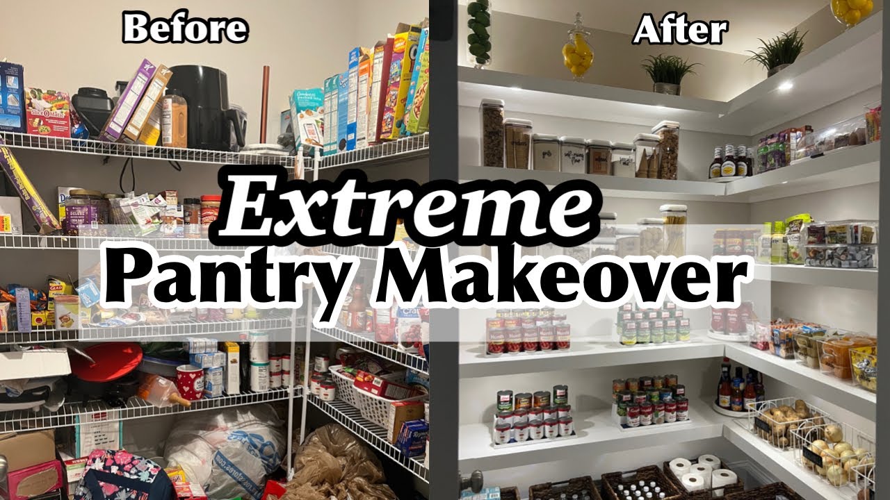 EXTREME PANTRY MAKEOVERDIY FLOATING SHELVESPANTRY ORGANIZATION YouTube