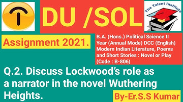 DU/SOL AssignmentI2021IB.A. (Hons.) Political SciII Year (Annual Mode) DCC (English)Modern IndianLit