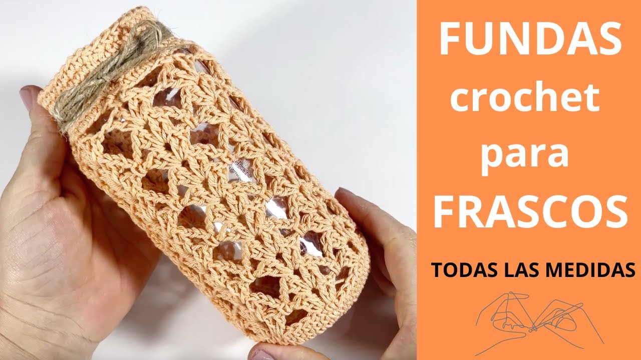 🧡 Frascos decorados con crochet | Fundas a ganchillo para tejer en todas medida