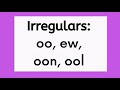 Irregular oo, ew, oon, ool Word Families, Phonics Reading, Kindergarten and First Grade, Spelling
