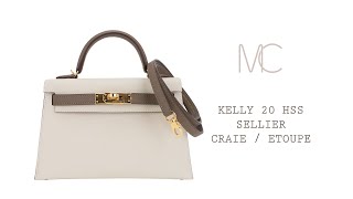 Hermes Special Order HSS Mini Kelly 20 Sellier Bag Craie & Etoupe