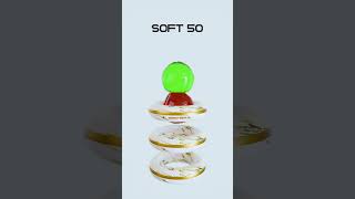 Softness 0% to 100% Cube Ball and Torus Marble Soft Body Simulation #shorts
