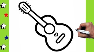 Guitar Drawing Easy | How To Draw a Guitar step by step
