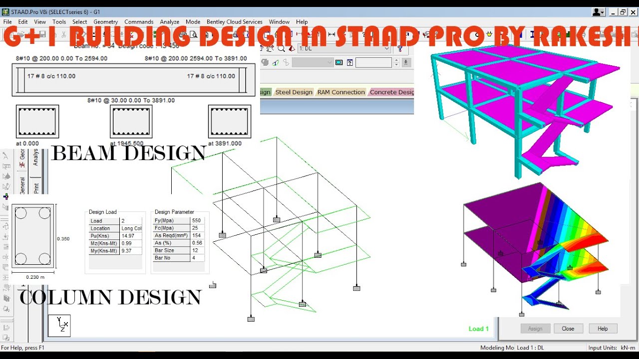 Building Design G+1 in STAAD PRO v8i software II by RAKESH II - YouTube