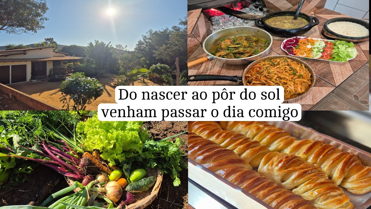 Rotina tranquila/ o melhor pão caseiro/ horta/ colheita / almoço do dia / café da tarde