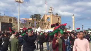 النشيد الوطني من ميدان الشهداء طرابلس اليوم 17 فبراير2020