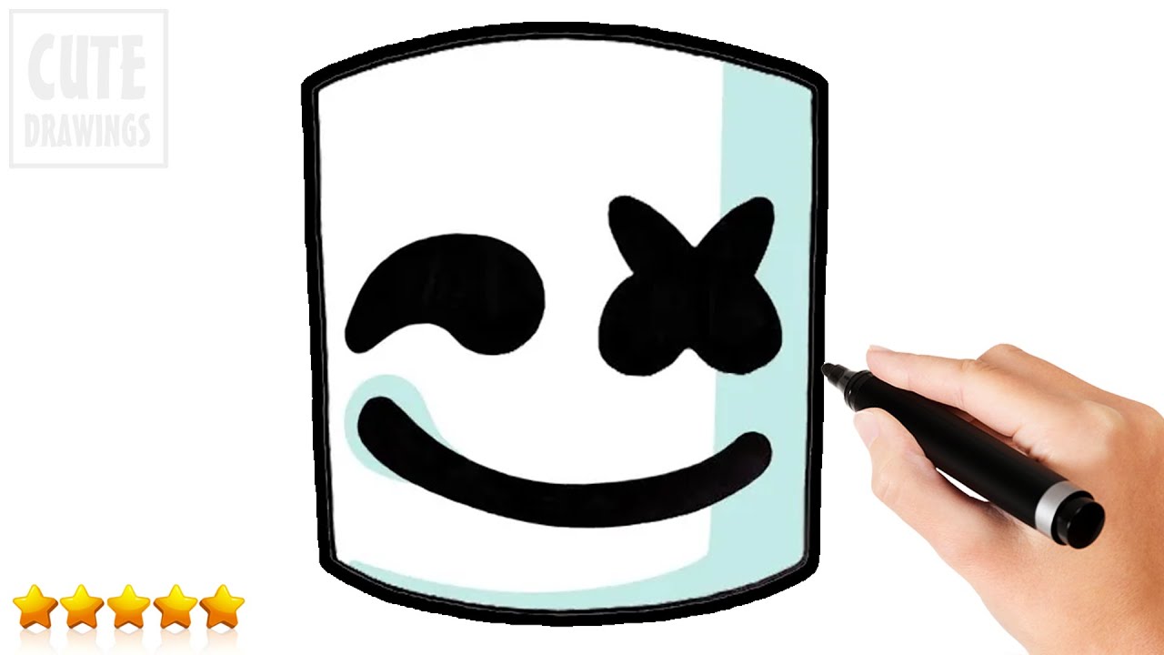 How To Draw Marshmello Face Easy Fortnite Cool Kids Art