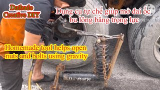 Homemade gravity trolley for pneumatic gun use with bolts and nuts( giá đỡ súng tự làm)