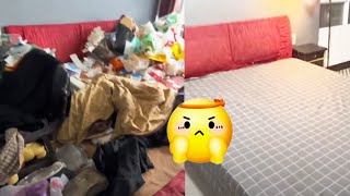 😭The room of a 19-year-old disabled girl is too bad, so I help her clean it for free