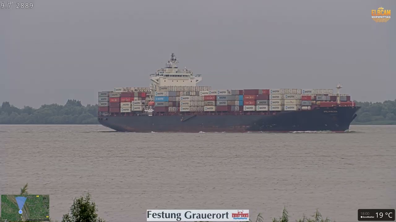 CMA CGM GOYA, EVER GREET, ATLANTIC SEA & JPO PISCES passieren die Elbe bei Grauerort | 23.07.2025