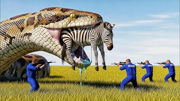 Animal Rescue: Brave Rescue Team RESCUES A Zebra From Giant Python