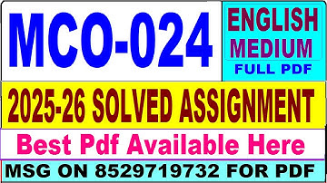 MCO 024 solved assignment 2025-26 || mco 024 solved assignment 2026 in English || ignou mco24