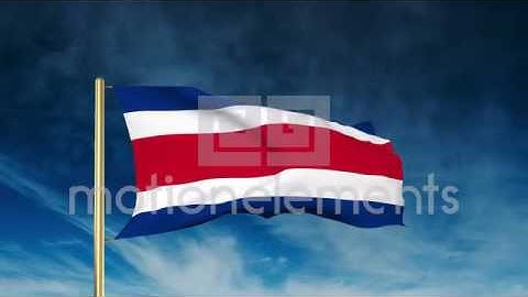 Costa Rica Flag Slider Style. Waving In The Win With Cloud Background Animation Stock Animation
