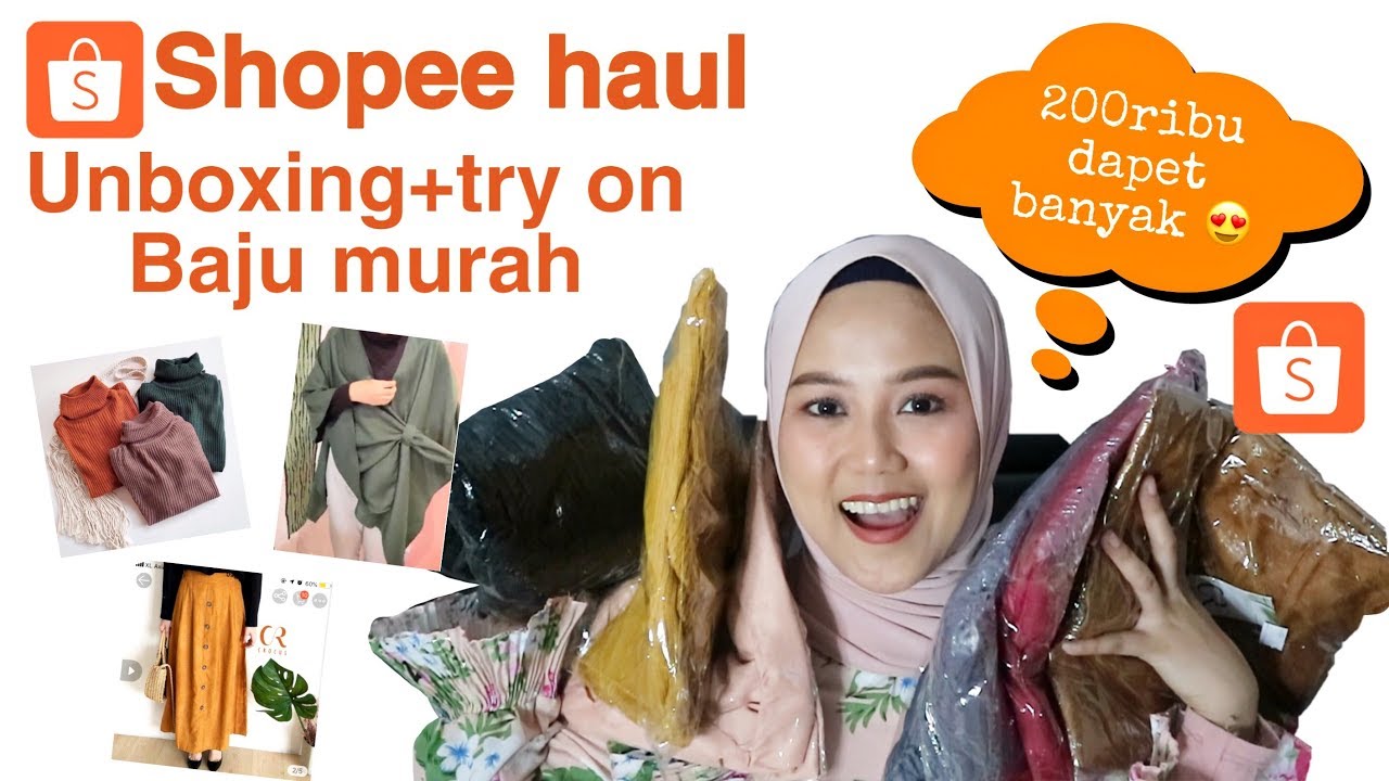  SHOPEE  HAUL  2022 BAJU  MURAH UNBOXING TRY ON YouTube