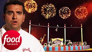 Buddy Makes A Circus Cake With Figurines, Sparklers \& A Hoop Of Fire! | Cake Boss