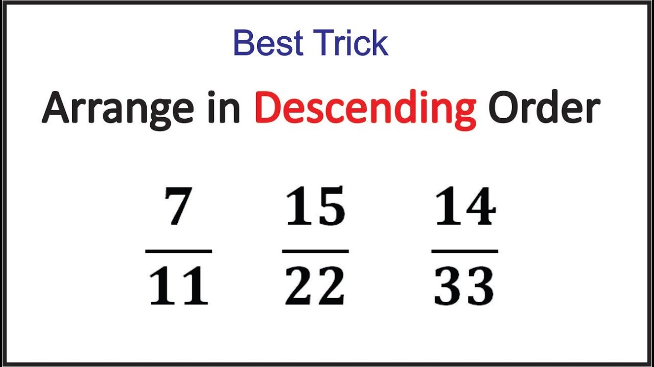 How to write fractions. Ascending order. Ascending Descending.