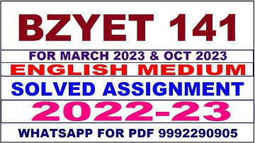 bzyet 141 solved assignment 2022-23 in english | bzyet 141 solved assignment 2023 | bzyet 141 2023