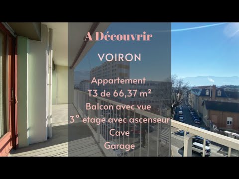 VOIRON, T3 66,40 m² avec balcon, cave et garage