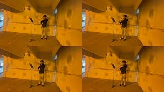 Playing trombone in a parking garage