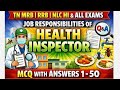 NLC HEALTH INSPECTOR EXAM 2026 MCQ TOPIC: JOB RESPONSIBILITIES OF HI. #healthinspector #tnmrb #mrb