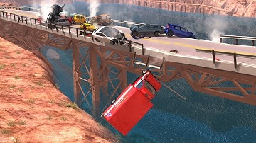 Collapsing Bridge Pileup Crashes #14 - BeamNG Drive Crash Testing