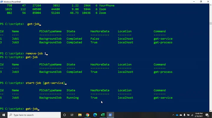 Working with PowerShell background jobs