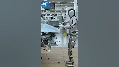 Humanoid robots work in factories in S China