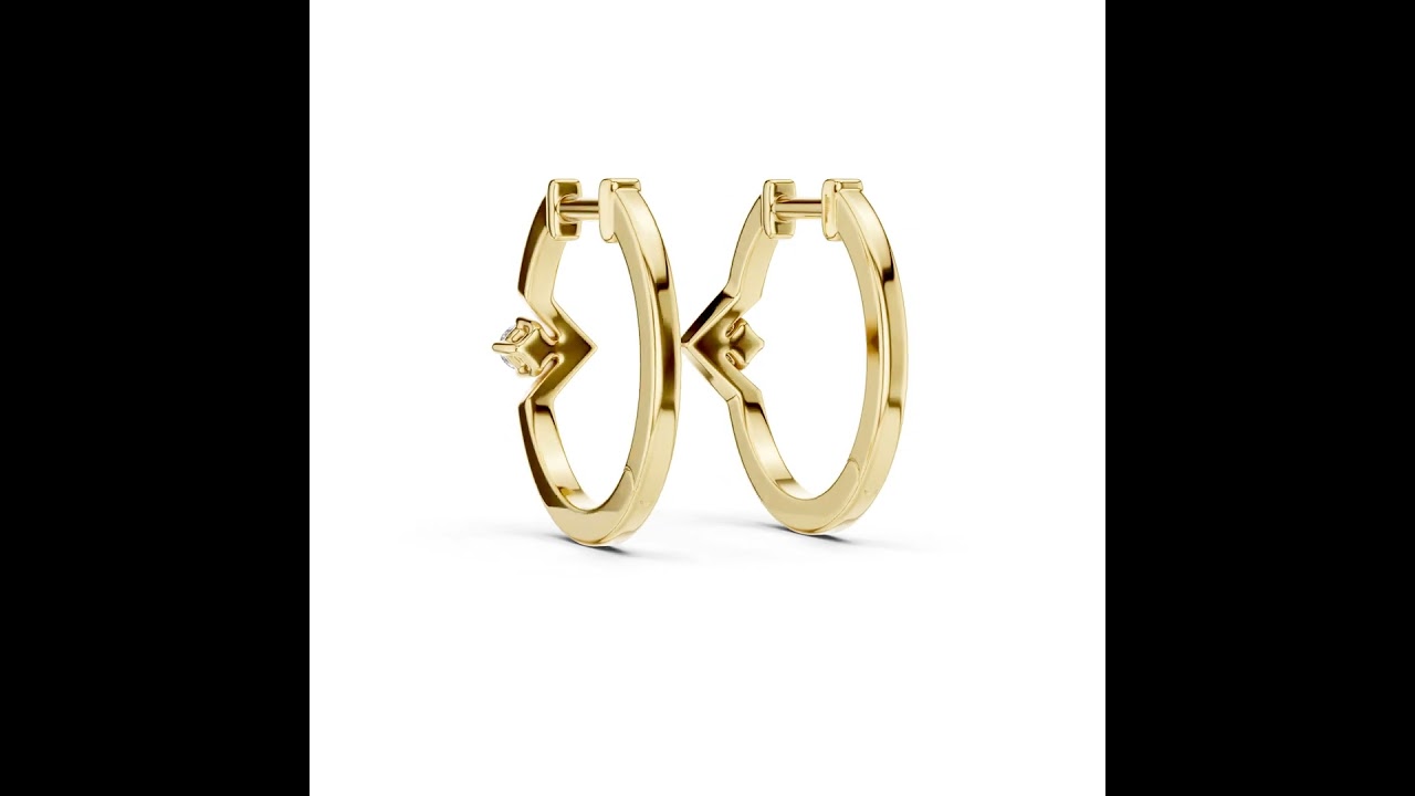 Zigzag Solitaire Diamond Huggie Hoops Earring
