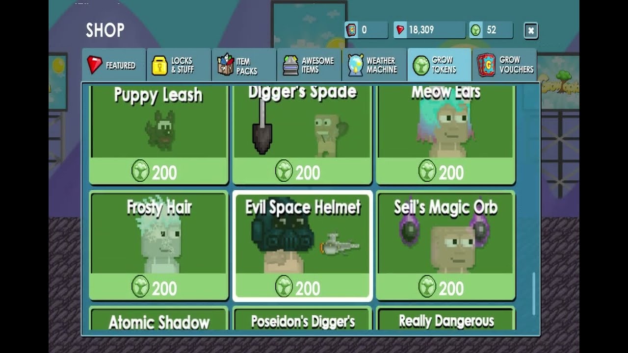 Growtopia buying evil space helmet and focused eyes :O
