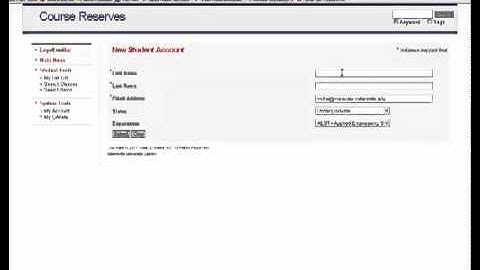 Course Reserves - Create an Account (Students)