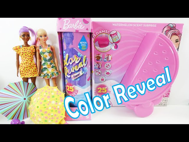 Barbie Color Reveal Foam! Watermelon Water Reveal Doll Toy 