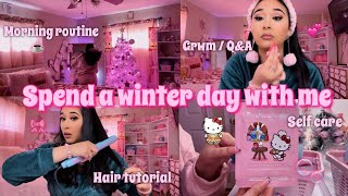 Spend a winter self care day with me ♡ (cute face masks, grwm+Q&amp;A, hair tutorial, &amp; girl time)