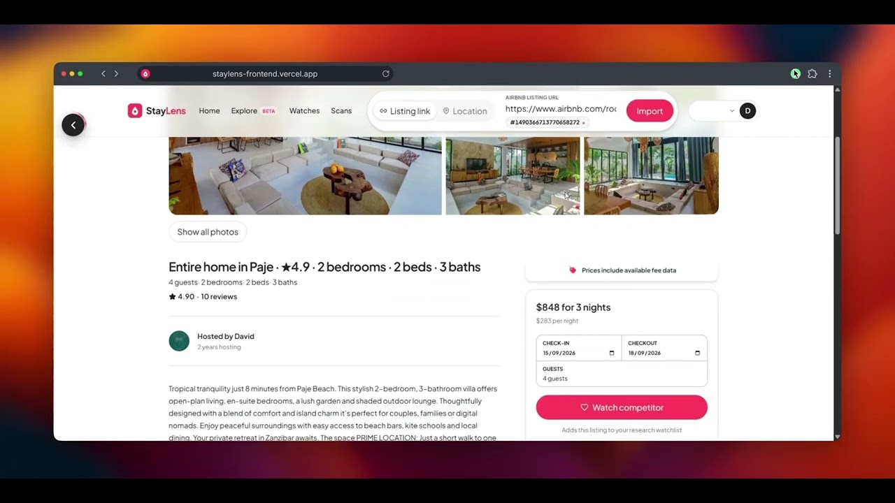 StayLens Airbnb Tracking Tanzania | Watch Listing Occupancy