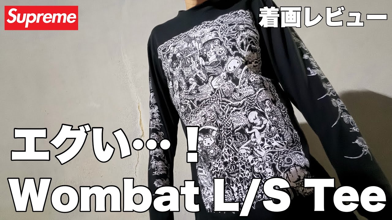 【Supreme】Wombat L/S Tee Black 着画レビュー｜カオス柄＆袖プリントがエグい…！
