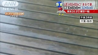 気温ぐんぐん、雲ももくもく　天気急変ひょうに落雷(15/04/17)