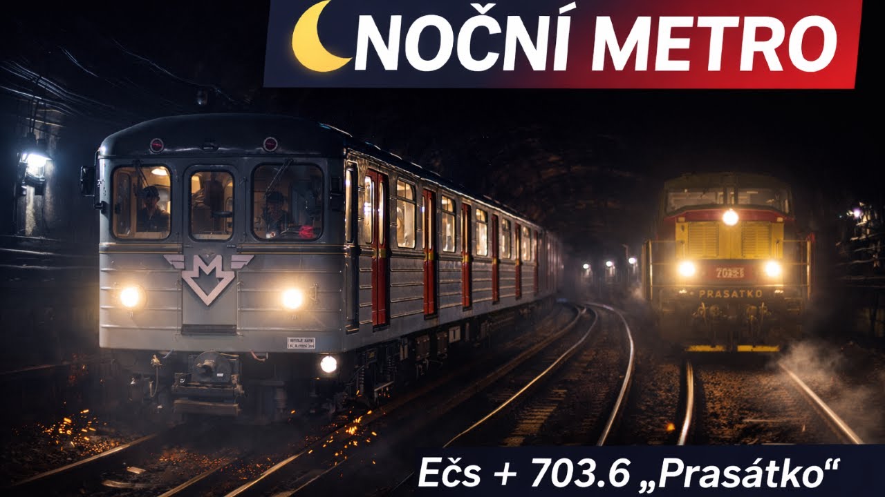 🌙 Když vyjede pražské metro v noci | EČS & lokomotiva 703.6 „Prasátko“ | Zážitková turistika
