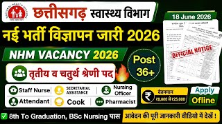 CG NHM Vacancy 2026 | 36 Posts Recruitment | ₹25,000/-🔥 Staff Nurse, Pharmacist, Attendant, Cook ..