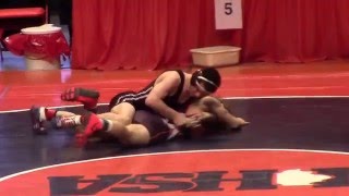 2016 IHSA 126lb - 2A State Wrestling Finals 5th Place match Nathan Dlugopolski
