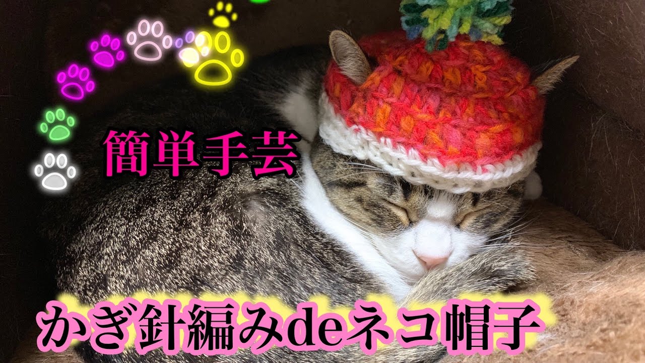 簡単手芸 かぎ針編みde猫帽子 猫グッズ Crochet Youtube