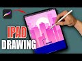 Drawing simple cityscape in procreate on ipad