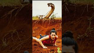She Climbed Out of a Pit… Then a Giant Python Chased Her! 🐍#shorts #viralshorts #python #snakeattack
