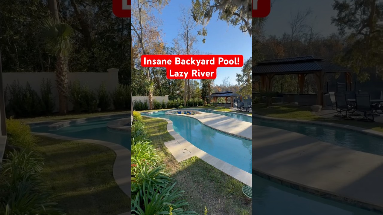 Backyard Makeover! 😍 Lazy River + Sunken Fire Pit. 