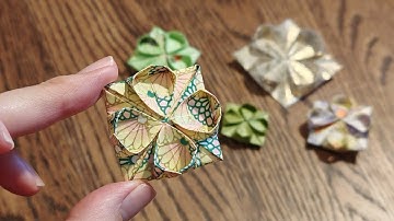 春の折り紙 折り紙簡単可愛い折り方 四つ葉のクローバー