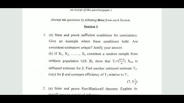 Statical Inference, B.Sc (Hons) Statistics, Previous year Question paper 2018