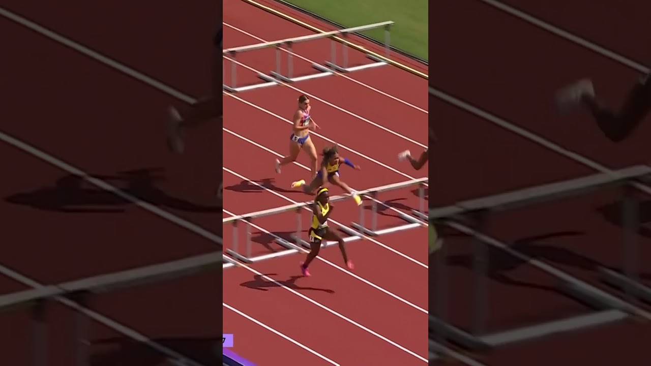Tiana Marshall powers to 13.10 in the 100m hurdles heats to qualify for the semis #WorldAthleticsU20