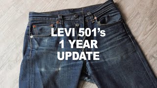 Levi 501 STF (Shrink to Fit) - 1 Year of Progress (Raw Denim) - YouTube